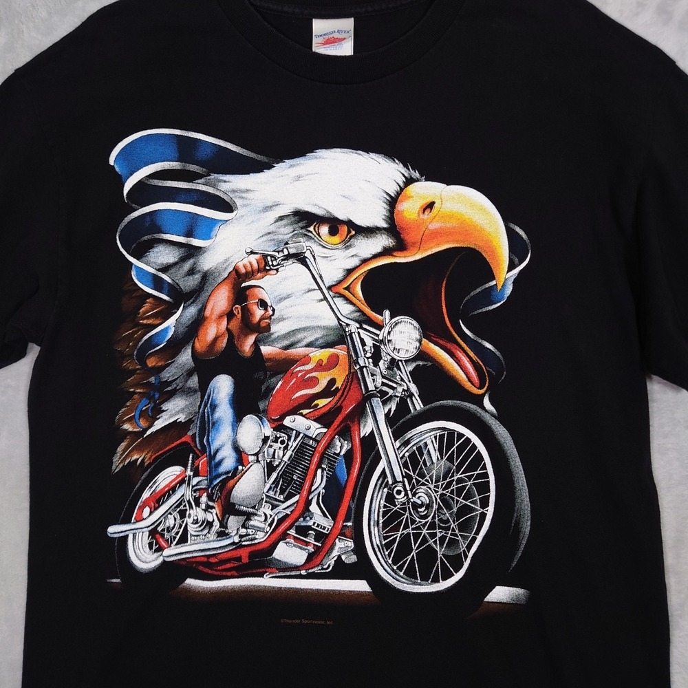 VTG Tennessee River Sturgis 2006 Motorcycle T-Shirt Black Eagle Biker Mens L